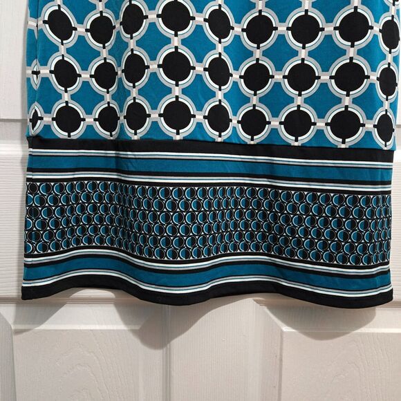 White House Black Market Women XS Black Blue Geometric Shift Dress - Picture 6 of 15